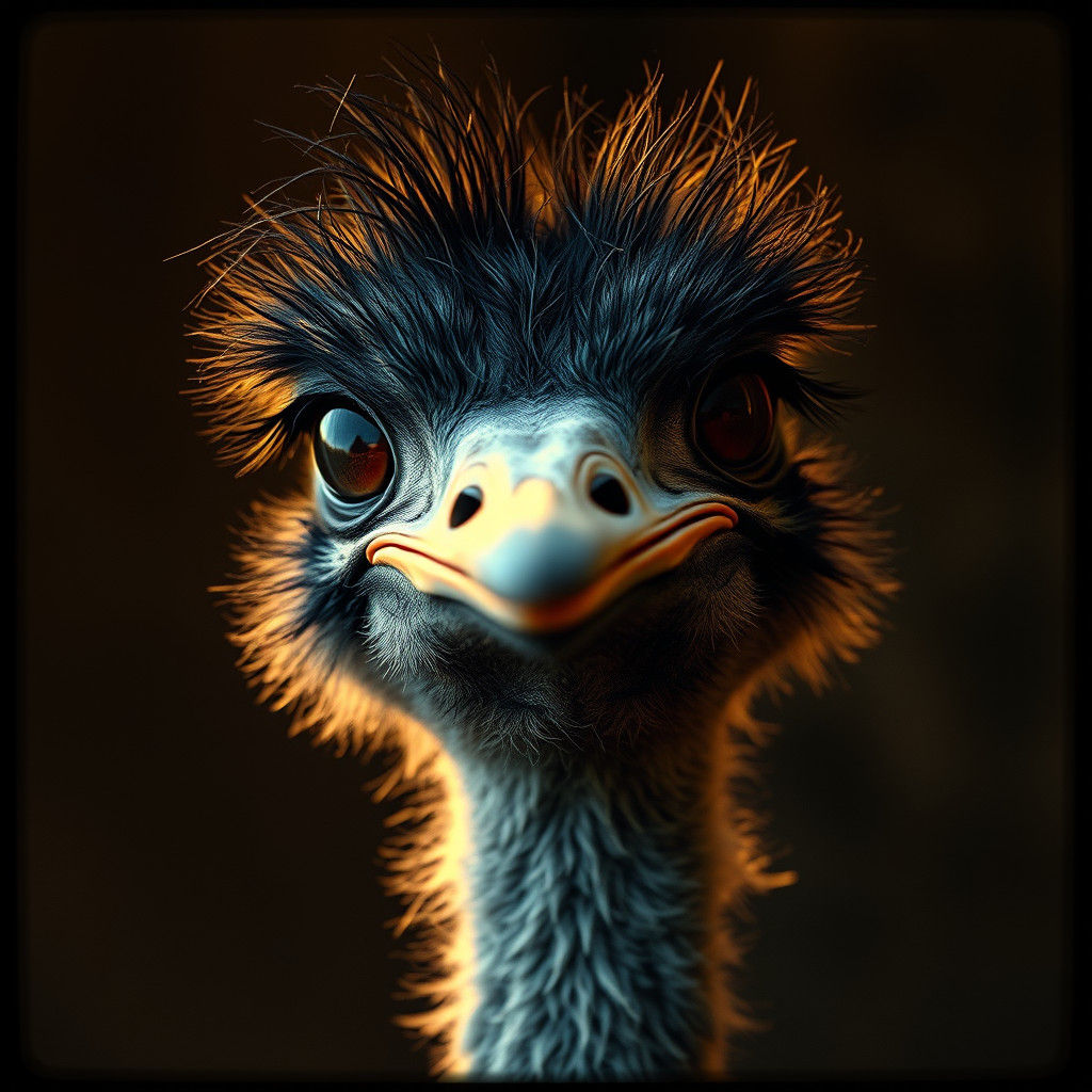 Curious Ostrich Pecks Camera Lens: A Cinematic Still
