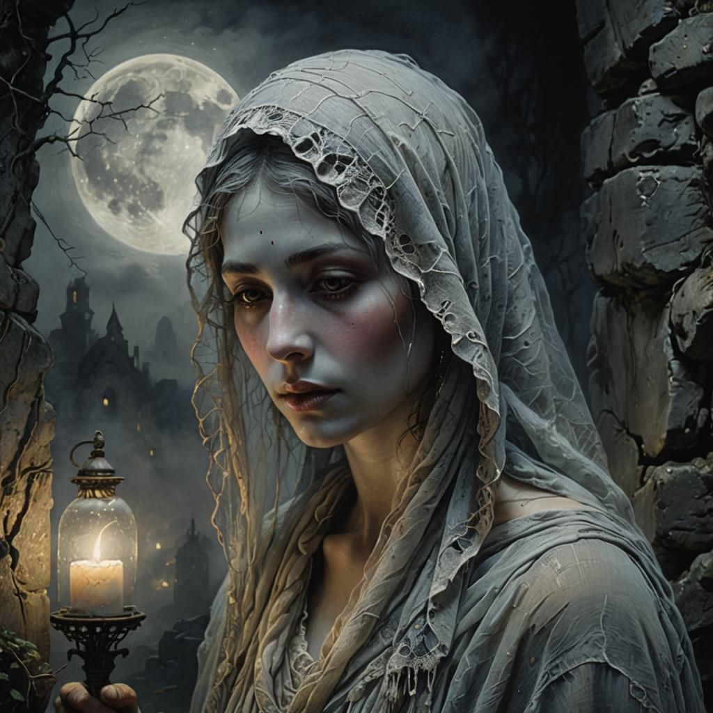 Ethereal Ghost Portrait in Grimshaw Style