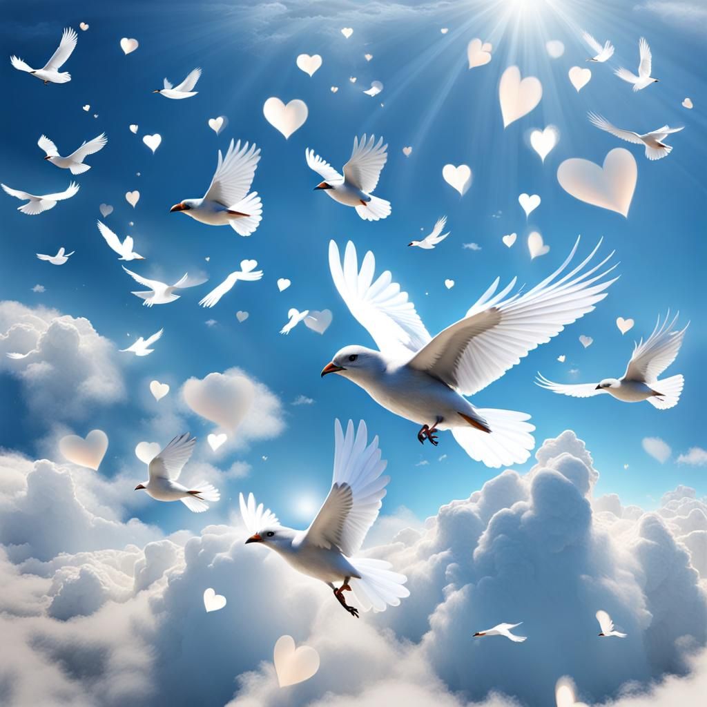 Birds, Hearts, and Sky in 3D
