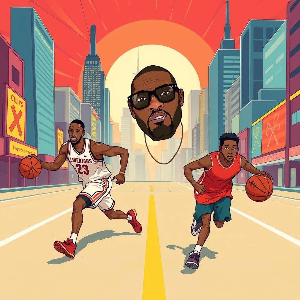 Lebron and Kai Cenat Fleeing the Diddy Man in a Futuristic C...