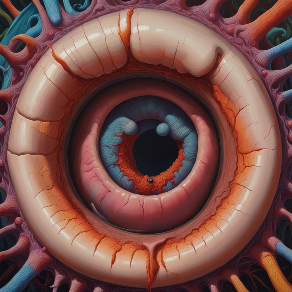 Surreal Head with Hole: Oil Painting