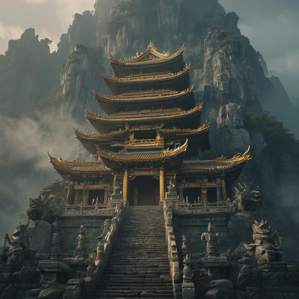 Dragon Temple on Misty Peak in Unreal Engine