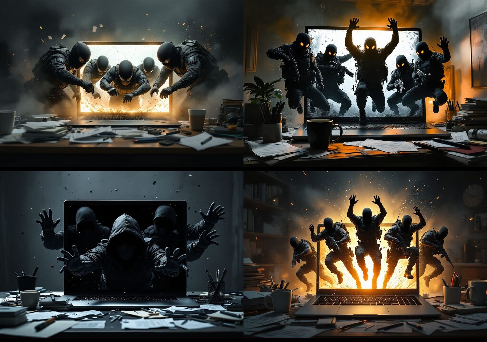 Tactical Team Emerges from Laptop Screen