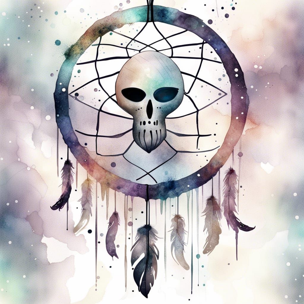 Dream Catcher in Galaxy: Muted Ink Painting