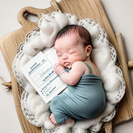 "A baby holding its own birth certificate."