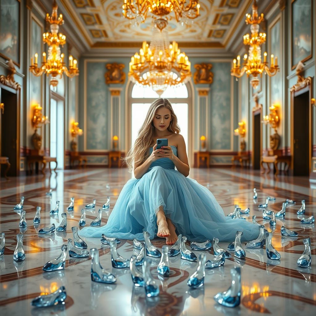 Blonde Princess in Digital Fairytale Ballroom