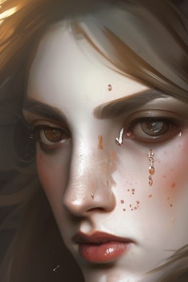 Suspicious Woman Portrait in Art Nouveau Style