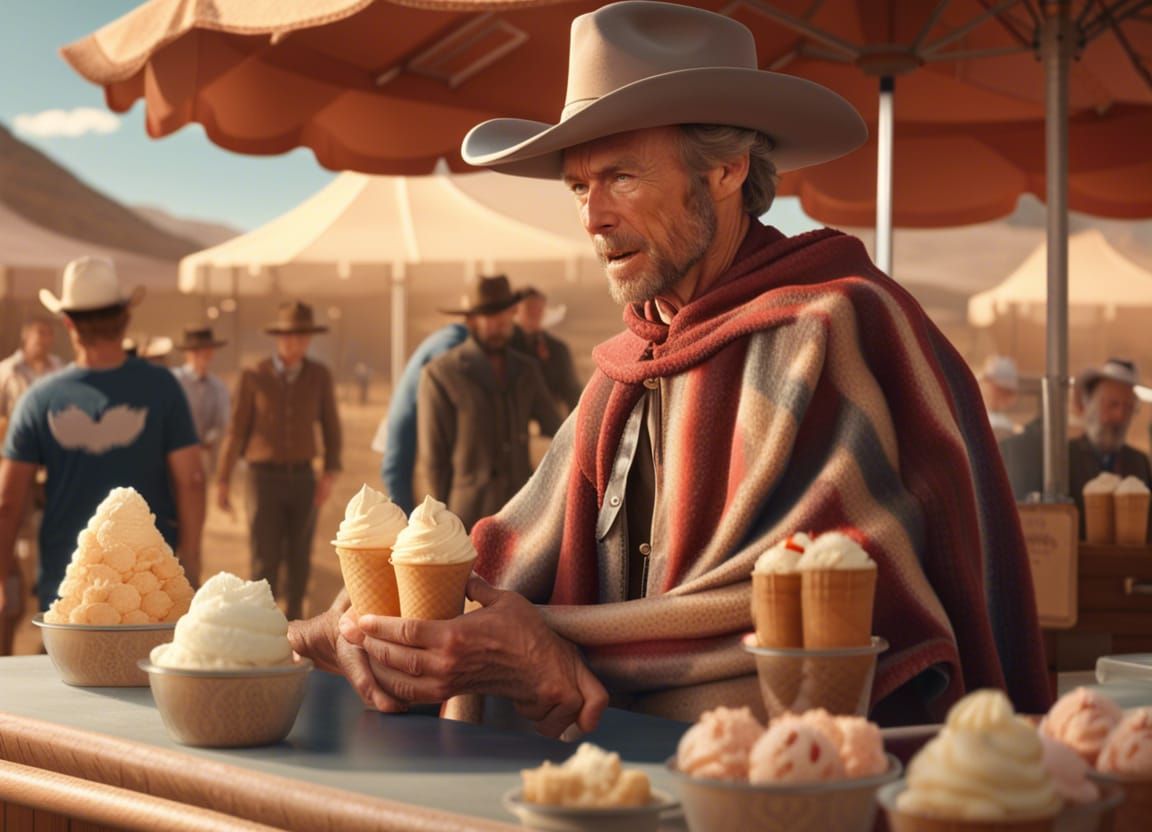 Clint Eastwood's Ice Cream Stand: 8k Cinematic Image