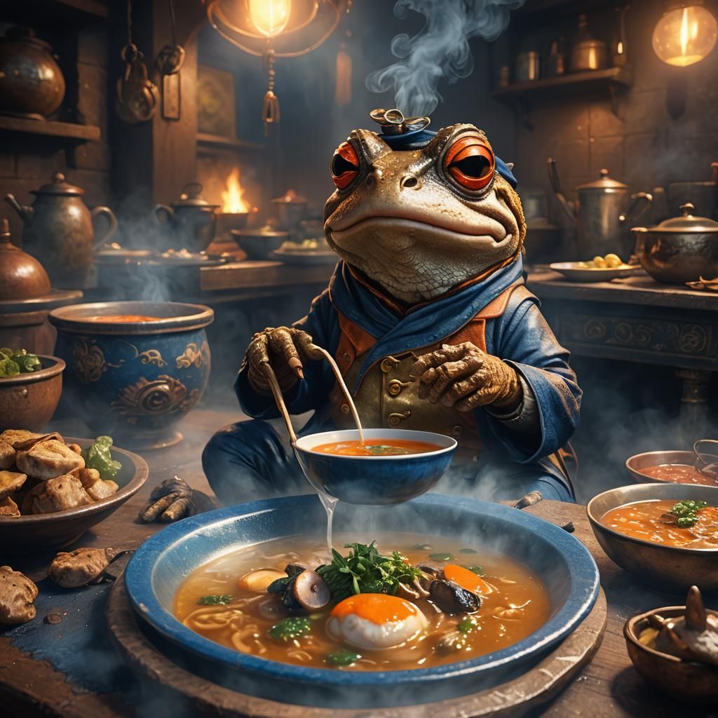 One-Eyed Toad Enjoying Soup: Matte Painting