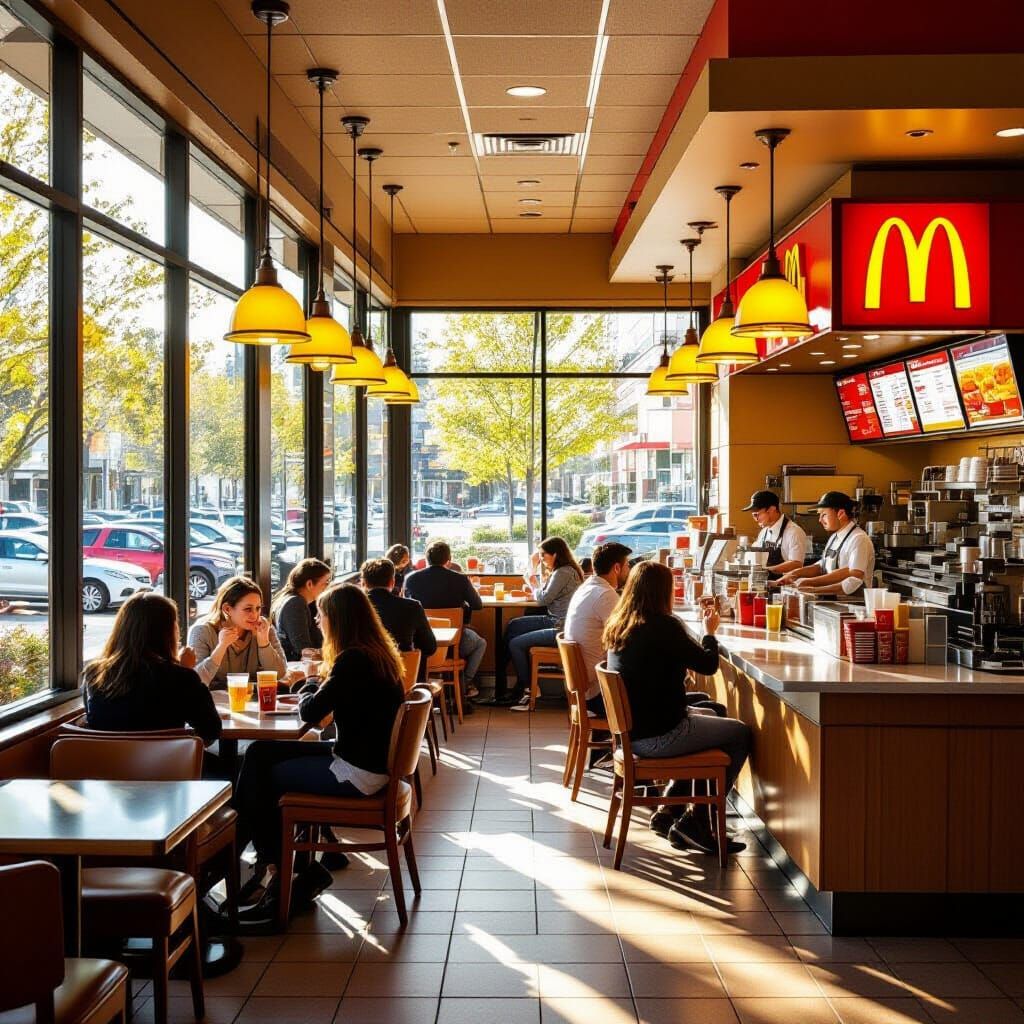 McDonald's Restaurant at Noon in Photorealistic Style