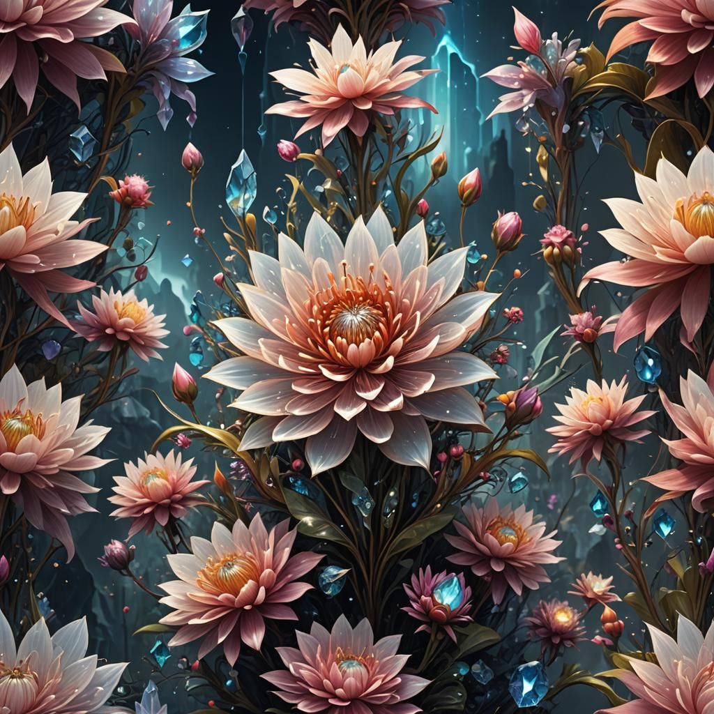 Enchanted Crystalline Flower: Digital Matte Painting