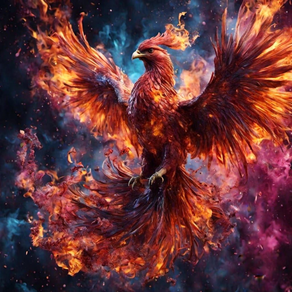 Majestic Phoenix Bird in Flight