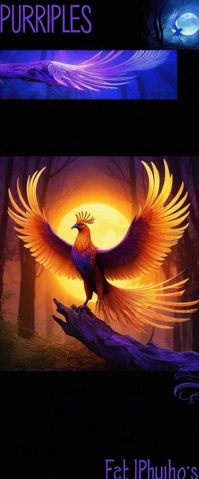 Rising Phoenix in Mystical Forest
