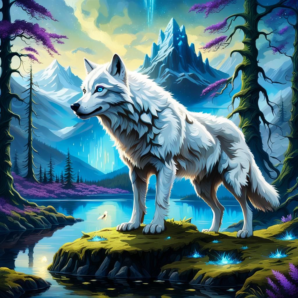 The Enchanted Twilight: A Wolf's Gaze in the Dreamweaver Forest