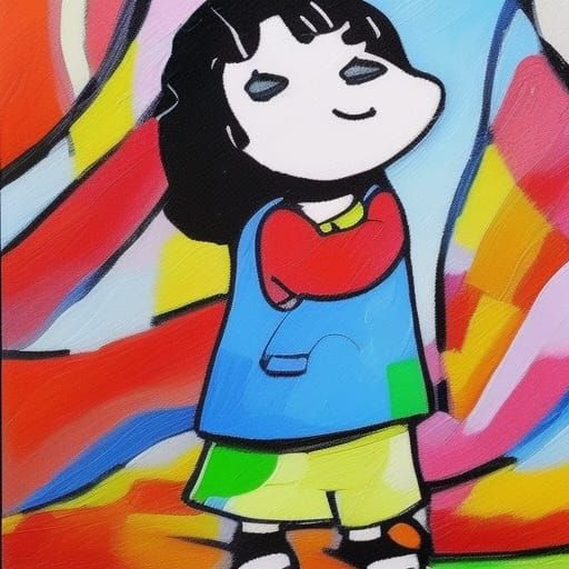 Crayon Shinchan in Neo-Impressionist Oil Painting