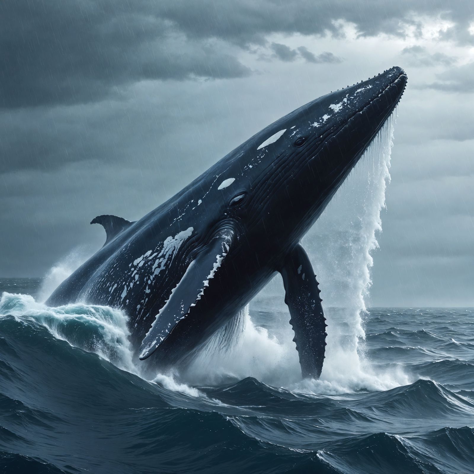 A Majestic Whale Rides the Tempestuous Waves