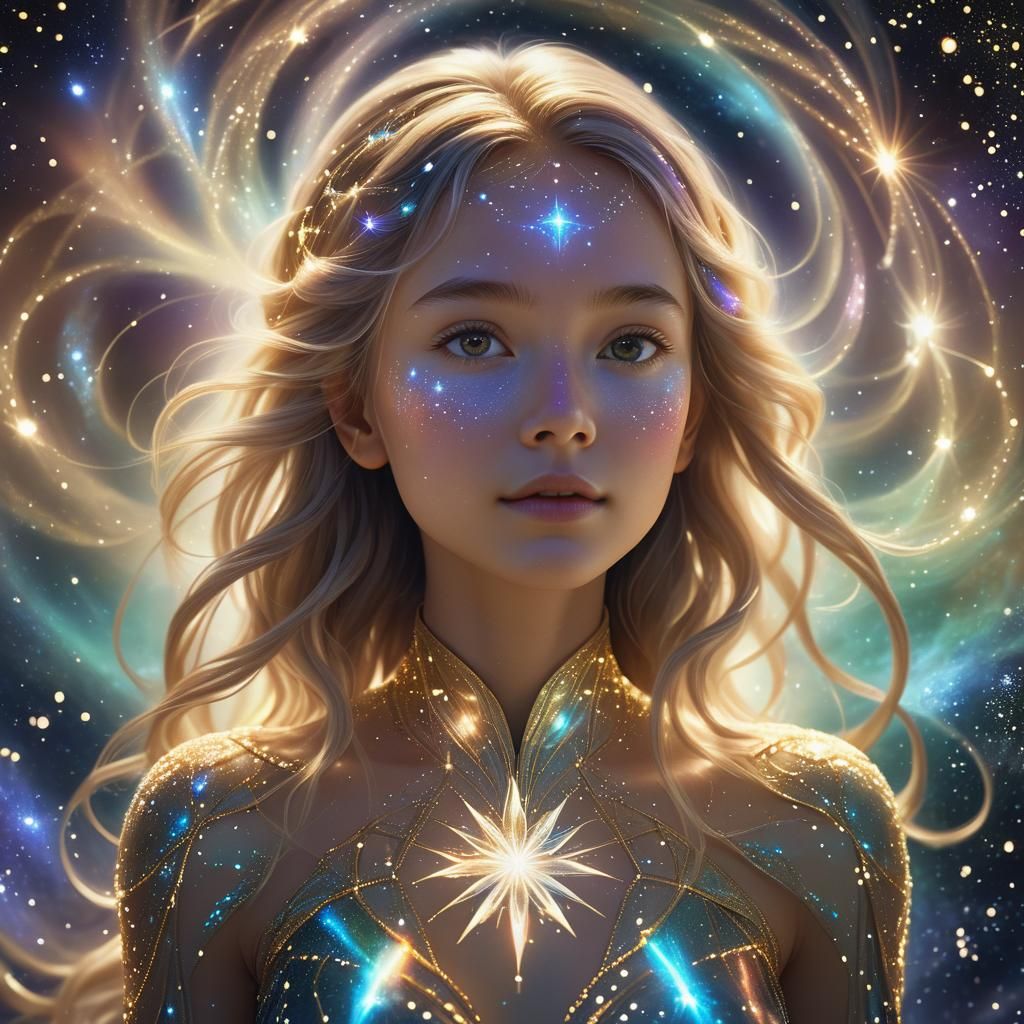 Serene Pleiadian Starseed in Ethereal Digital Art