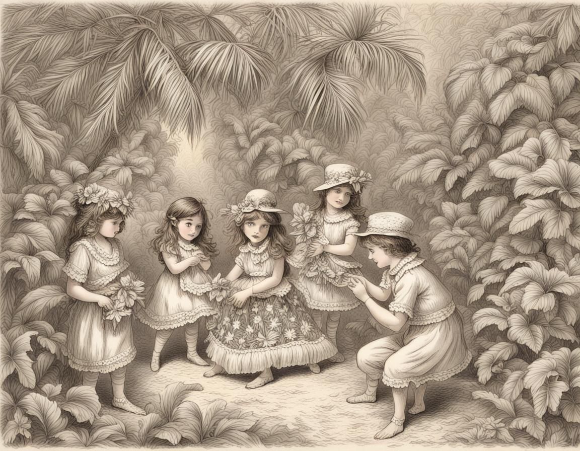 Hawaiian Christmas in John Tenniel Style
