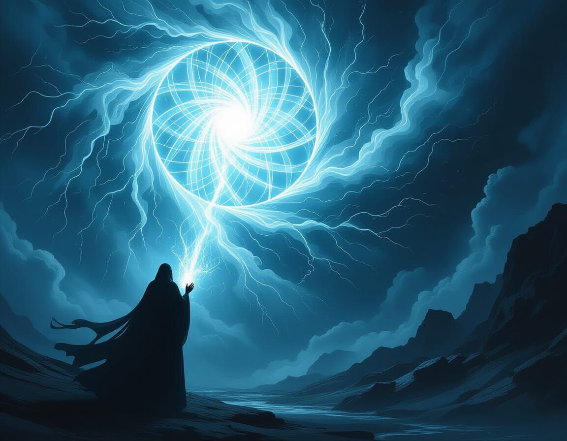 Divine Prayer Light Overcoming Reality's Storm in Cosmic Whe...