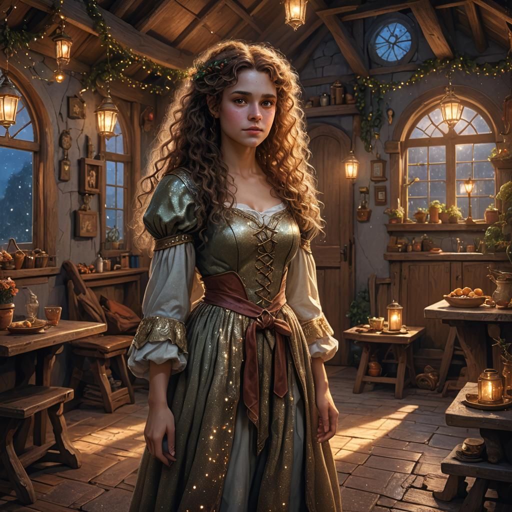 Proud Elf-Dwarf Woman in Fairy Fantasy Night