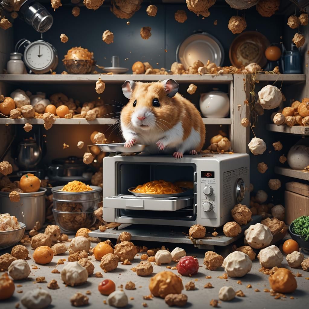 Hamster in Microwave: Detailed Matte Painting
