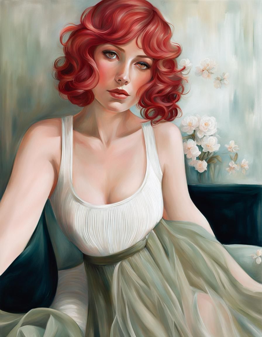 Ethereal Portrait of Laura Browny in Watercolor Style