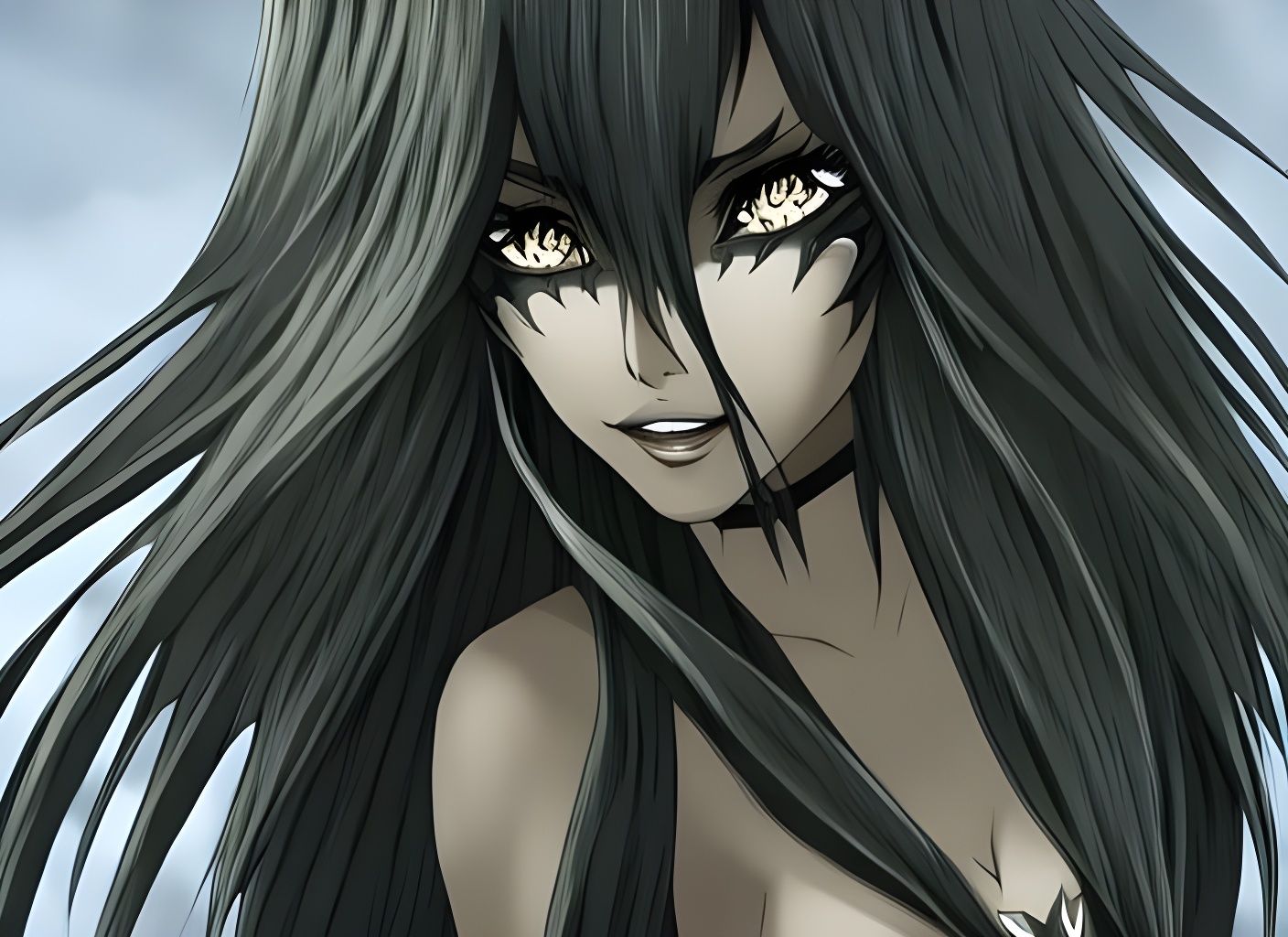 Anime Girl on Mountain Trail at Night