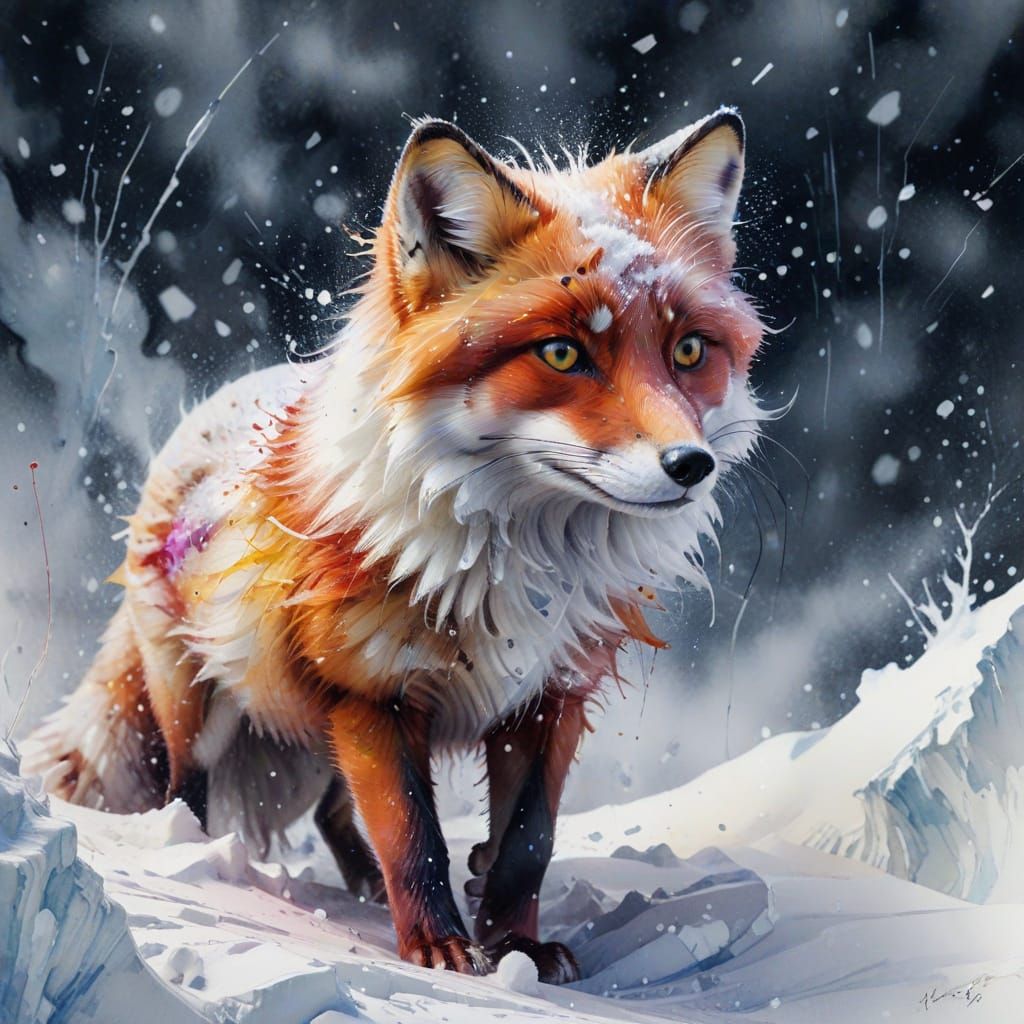 Surreal Winter Landscape in Digital Watercolor