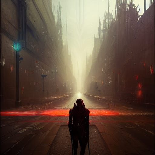 Glitched Reality in Dark Fantasy Style