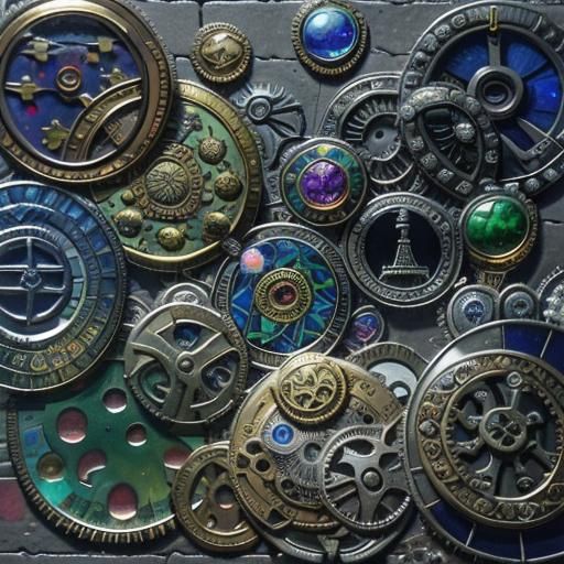 Colorful Disks and Medallions in Tiffany Glass Style