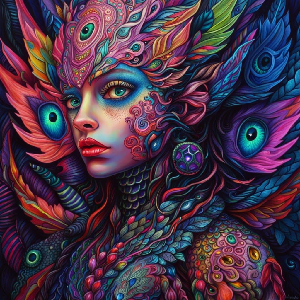 Neon Punk Female in Acrylic Style