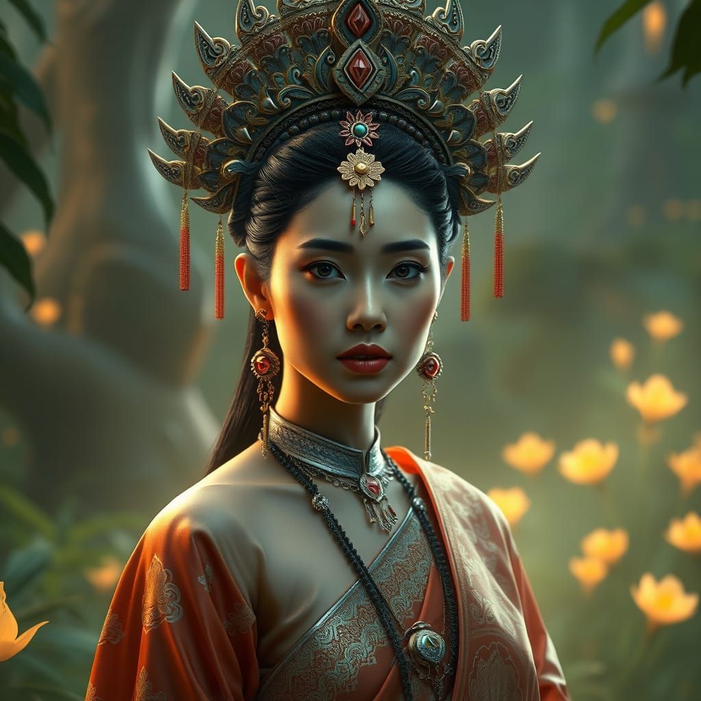 Thai Goddess of Enchantment in a Fantastical Realm