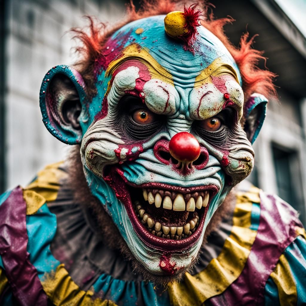 Zombie Monkey Clown: Distressed Street Art Portrait