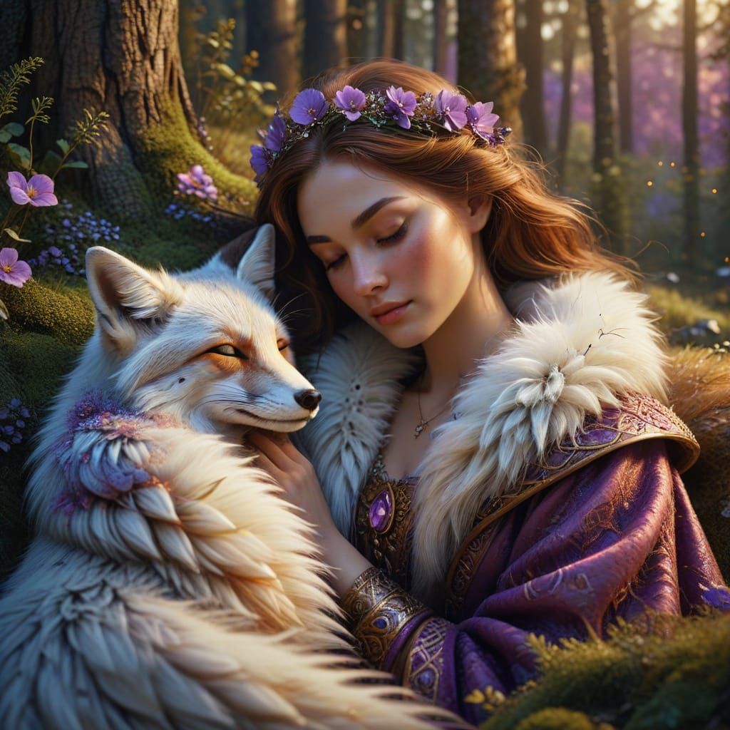 Whimsical Fantasy Princess in a Pine Forest Campsite