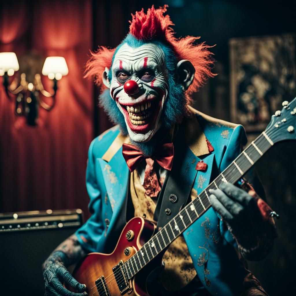 Zombie Monkey Clown Blues Guitarist: Cinematic Film Still