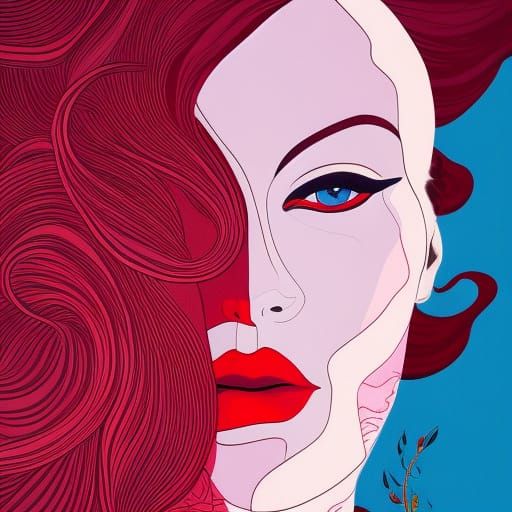 Woman in 80s Style with Floral Accents