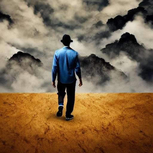 Confident Figure Leaving Gold, Chinese Painting Style