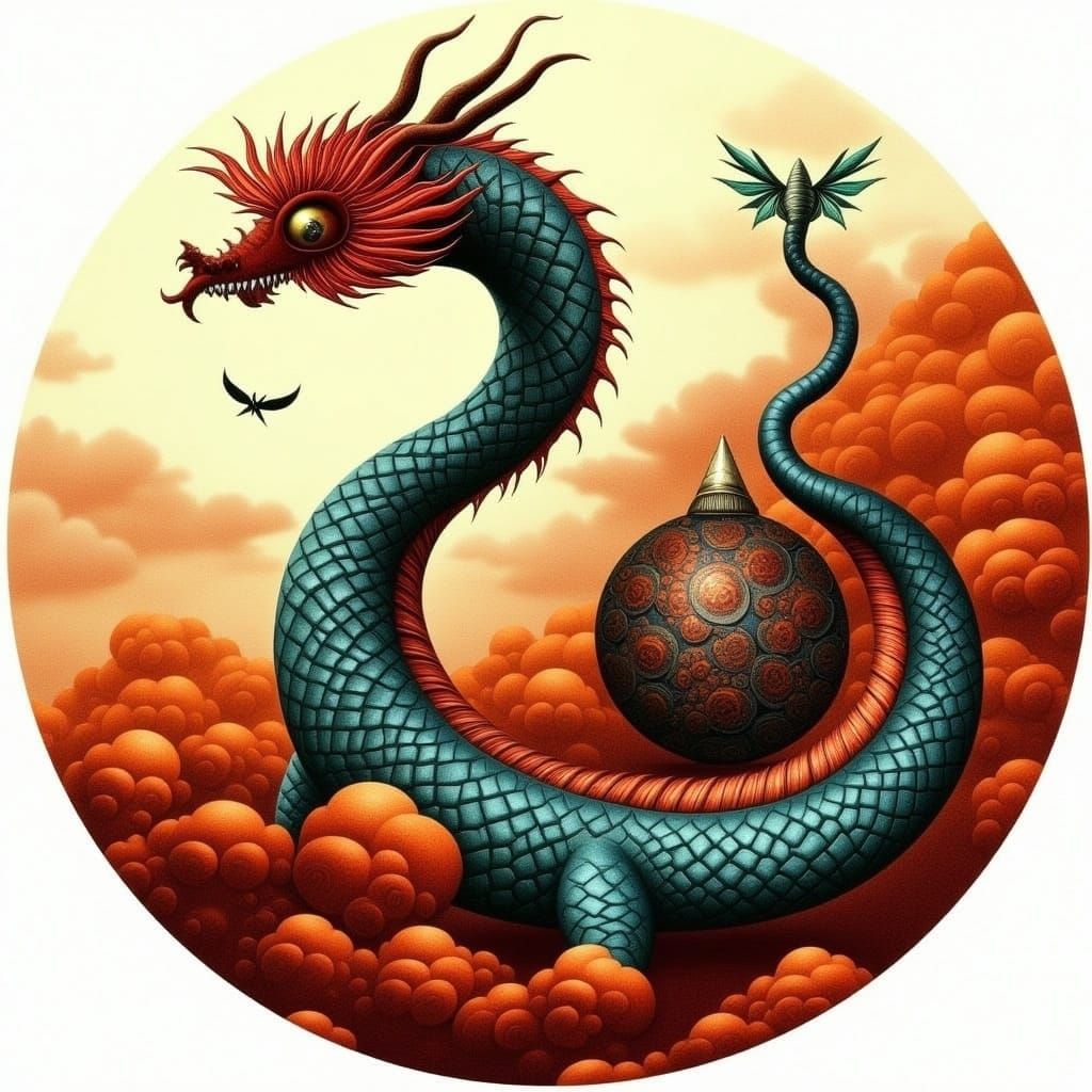 Stylized Chinese Dragon with Unique Artistic Flair