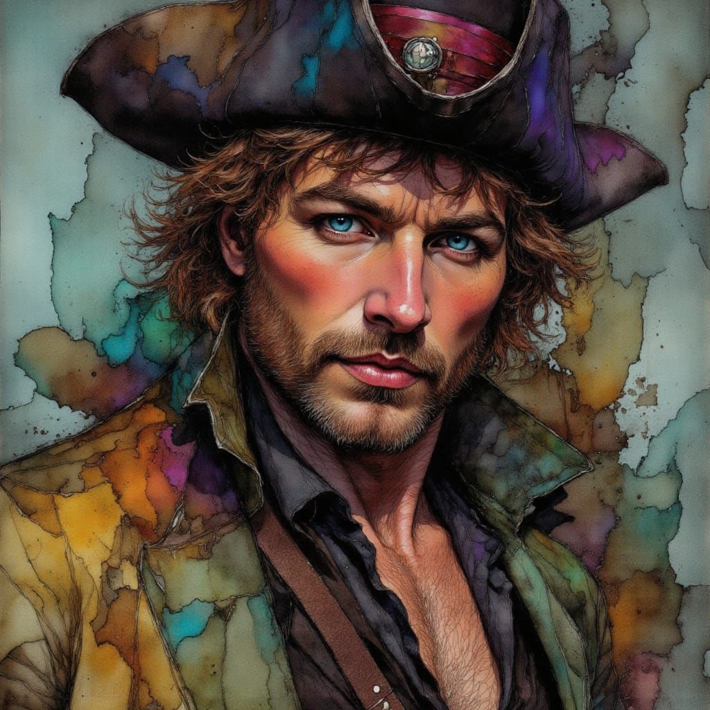 Pirate Captain Portrait with Icy Eyes