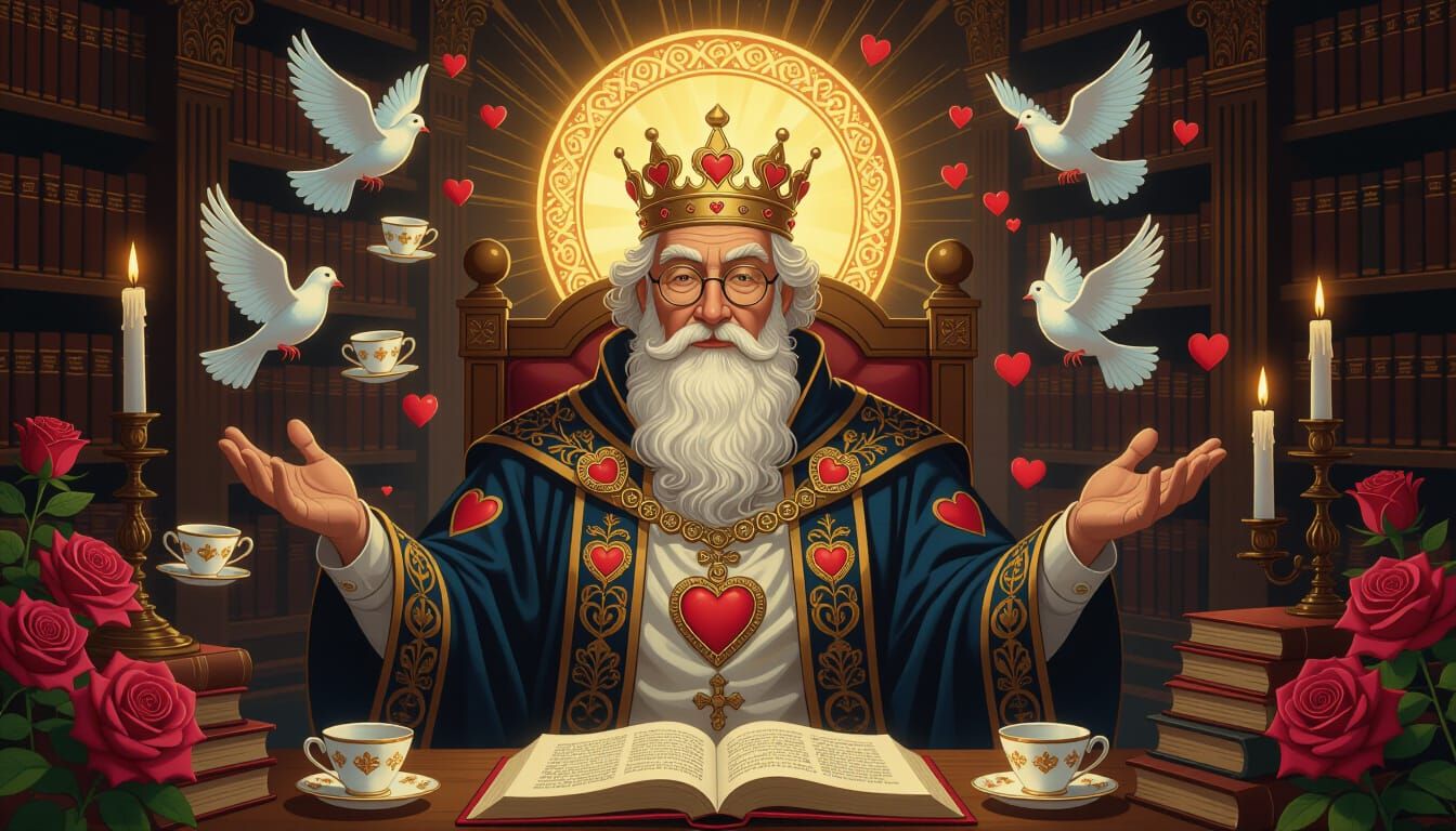 Wise King in Rose Library, Baroque Magical Realism