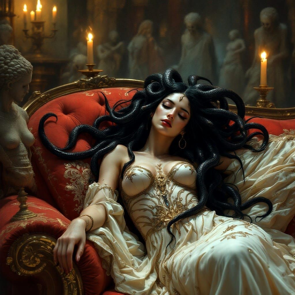 Sleeping Medusa: Luis Royo-Inspired Fantasy Art