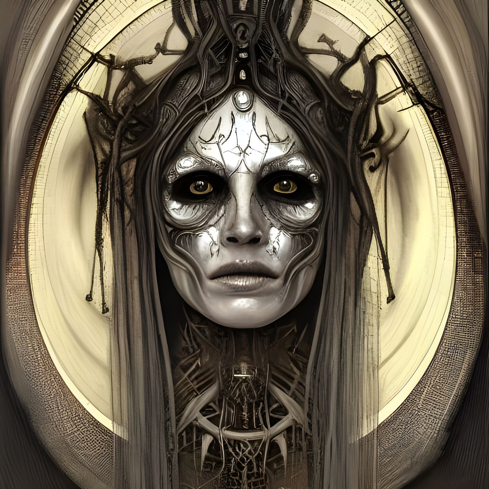 Guardian Priestess Portrait in Giger and Royo Style