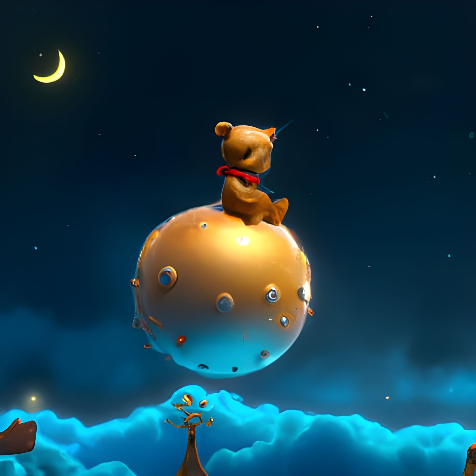 Little Prince Teddy Bear on the Moon