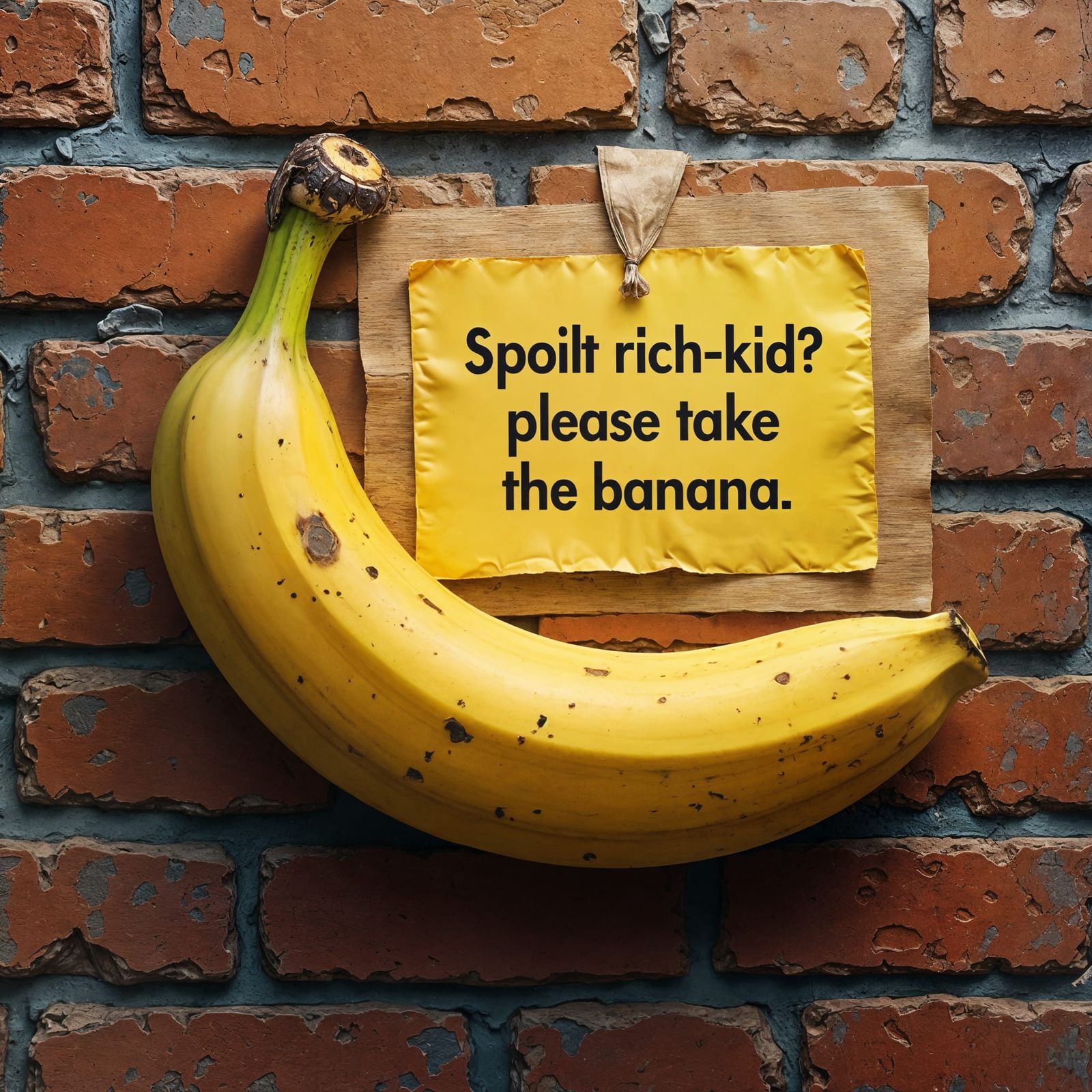 Banana Art Installation on Brick Wall