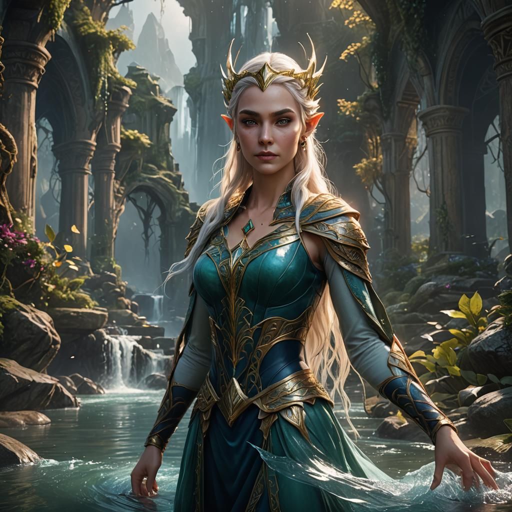 Elven Water Queen Fantasy Concept Art