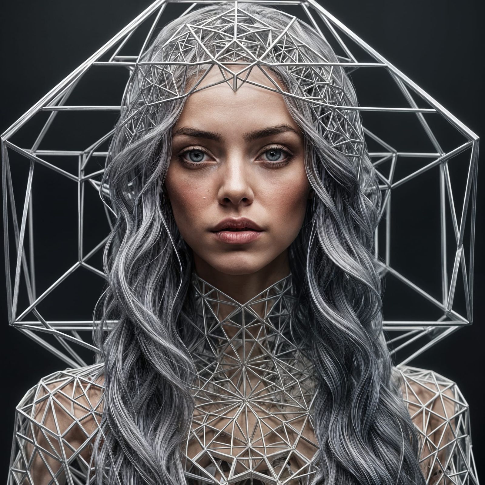 Woman Trapped in Intricate Octahedron Prison