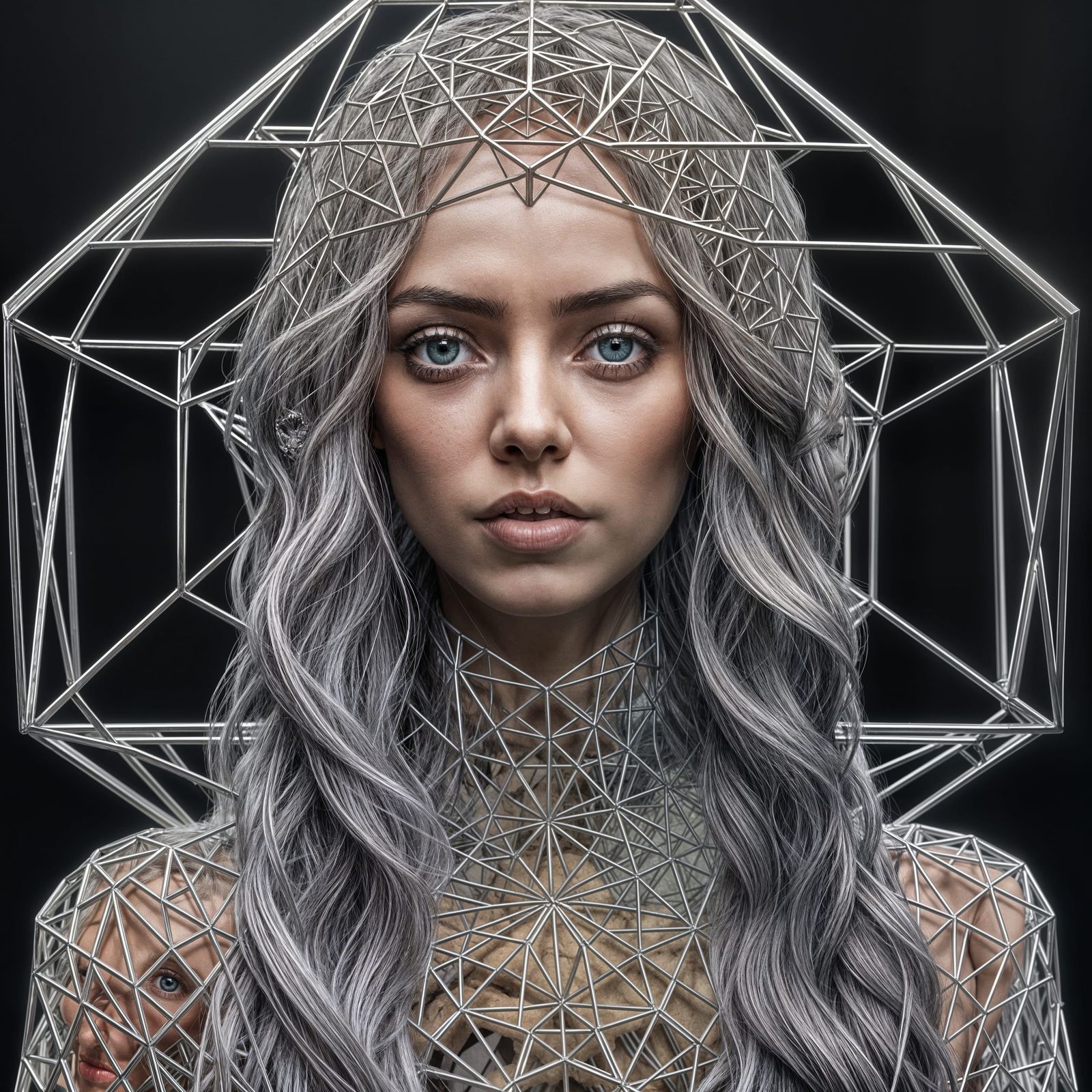 Woman Trapped in Octahedron Prison, Hyperrealistic