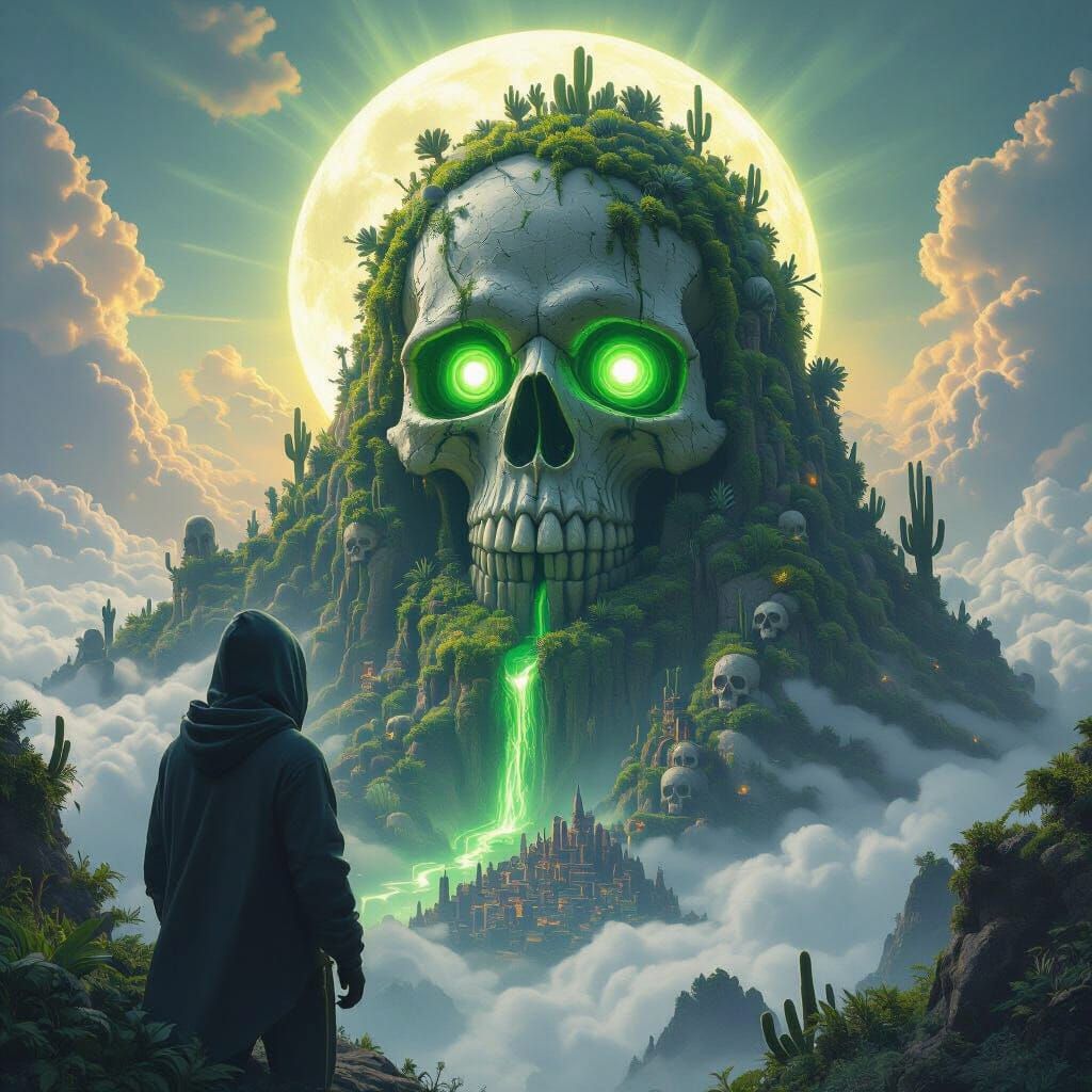 Supernatural Guardian Over Succulent Skull Mountain