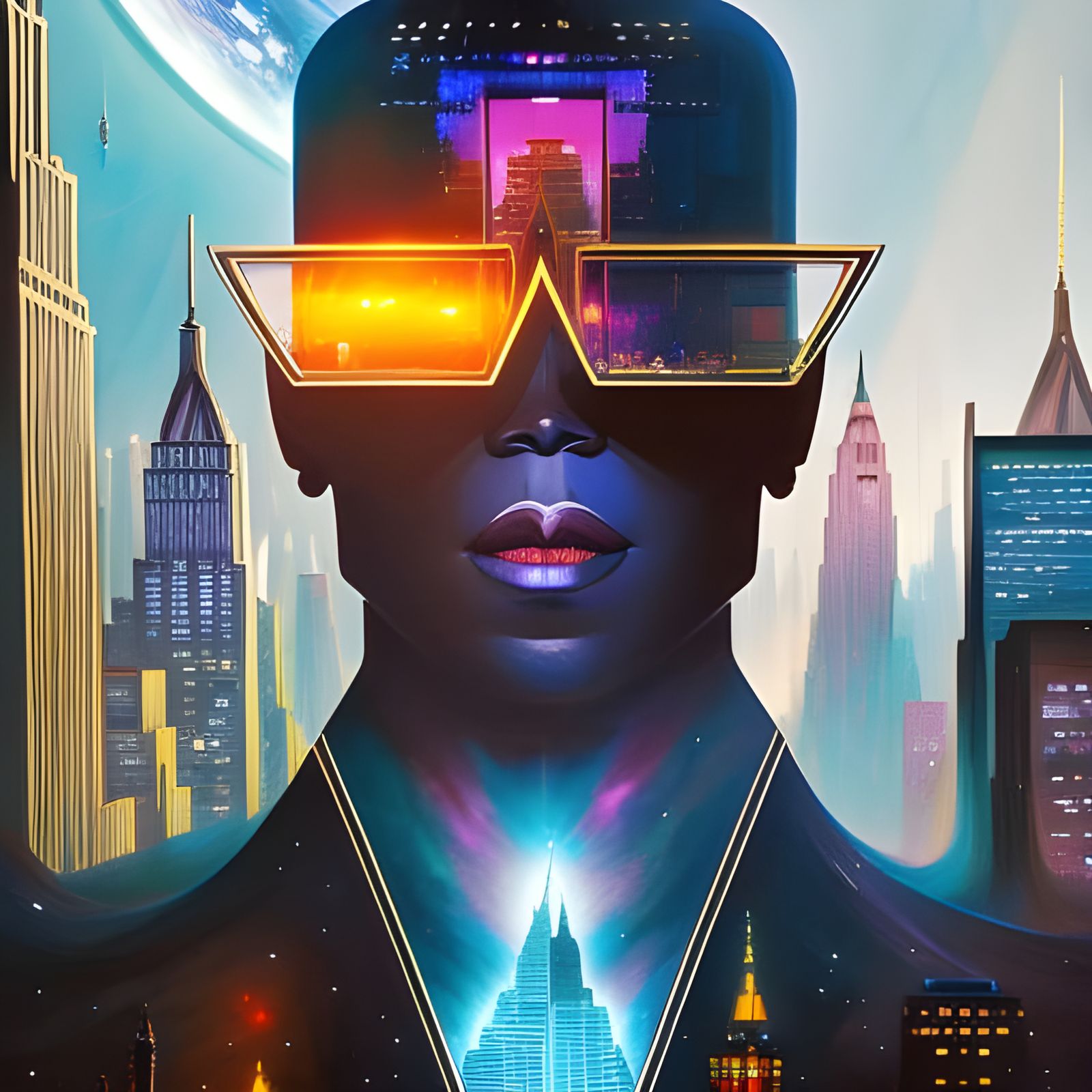 Holographic New York City Cosmic Illustration