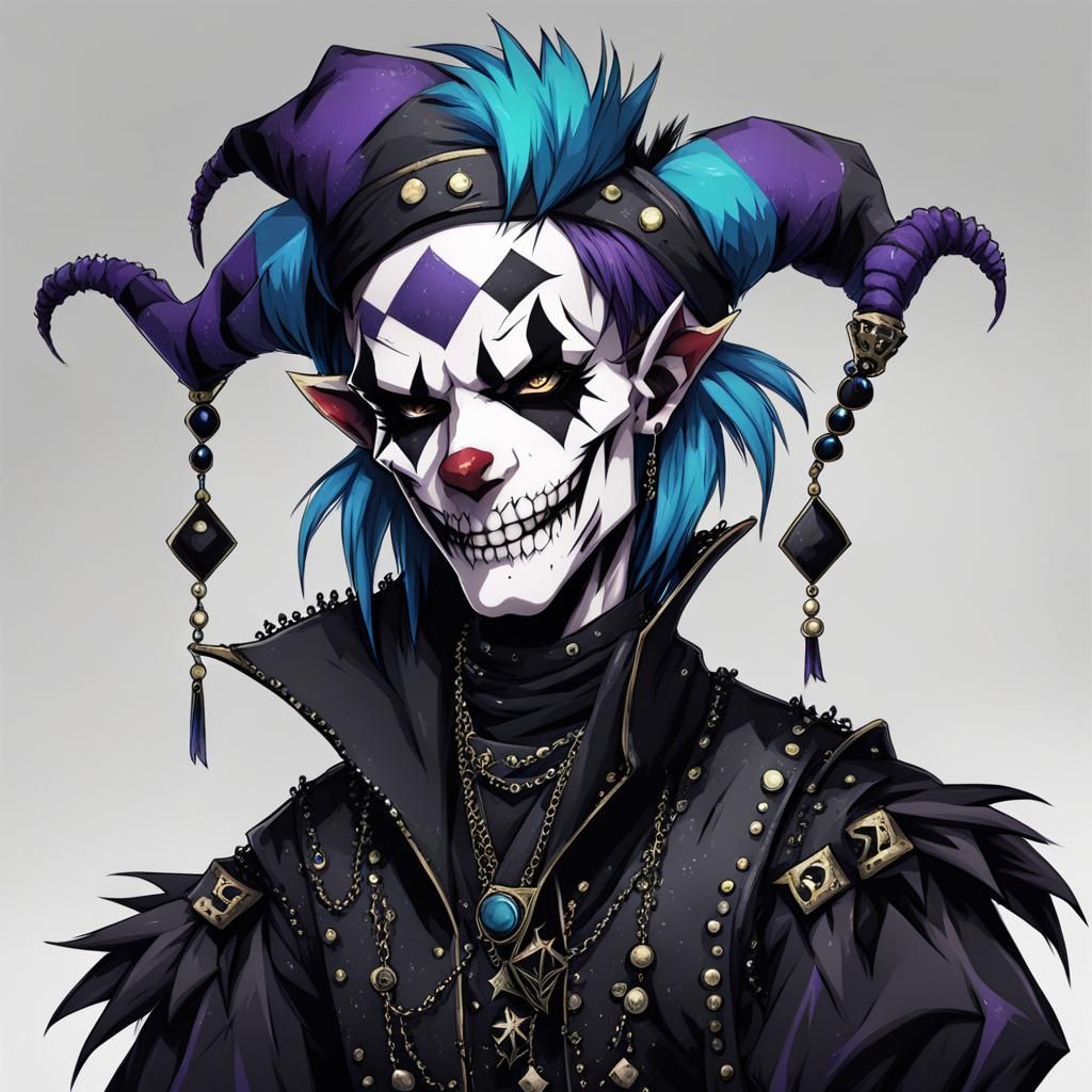 Anime Punk Goth Jester Illustration